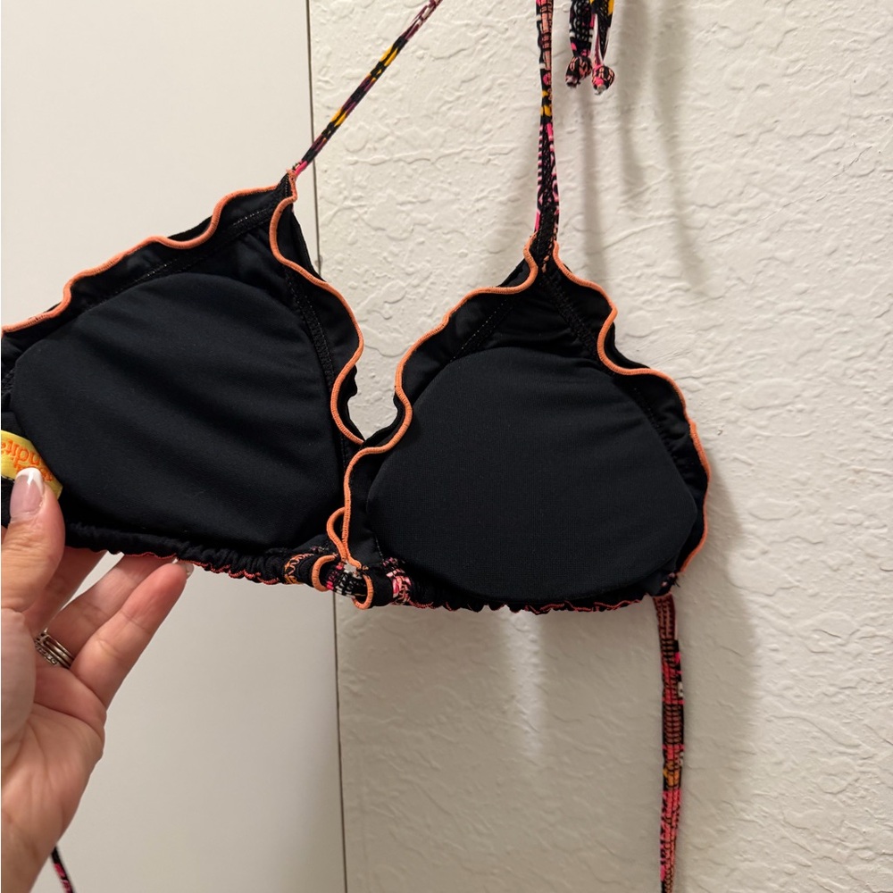 Agua Bendita Black Bikini Top with Neon Trim - Picture 3 of 3